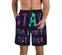 Pantalones Cortos Quédate Tu Historia No Ha Terminado Concientización Nacional sobre La Prevención del Suicidio Short Deportivo Transpirable Swim Trunks Elástico Bañador Hombre para Piscina XL