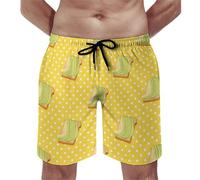 Pantalones Cortos Sándwich De Aguacate En Olla Amarilla Y Blanca Short Deportivo Transpirable Swim Trunks Secado Rápido Shorts De Baño para Natación Piscina Viajes M