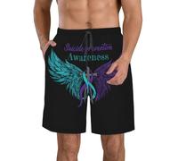 Pantalones Cortos Sensibilización sobre La Prevención del Suicidio Bañador Hombre Cómodo Short Deportivo Ajustable Swim Trunks para Natación Viajes Piscina S