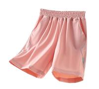 Pantalones cortos sólidos para niños, sueltos y transpirables, pantalones cortos casuales de secado rápido, Rosa., 5-6 años