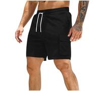 Pantalones cortos tipo cargo para hombre, cómodos, casuales, holgados, con cordón en la cintura elástica, múltiples bolsillos, ligeros, transpirables, para un estilo cómodo al aire libre y de ocio
