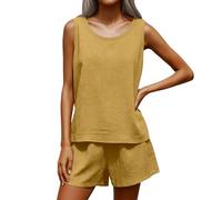 Pantalones cortos, top y pantalones cortos para mujer en tejido de poliéster, para uso diario en ocasiones especiales, con práctico estilo diario, un aspecto de temporada coordinado, un atuendo fácil