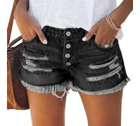 Pantalones Cortos Vaqueros Desgastados y Rotos para Mujer, Informales, de Verano, de Tiro bajo, elásticos, con Dobladillo sin rematar