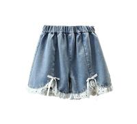 Pantalones Cortos Vaqueros para niñas con Detalle de, Informales, cómodos, con Cintura elástica, un Atuendo Divertido para niños pequeños, para Primavera, Verano y otoño.#66