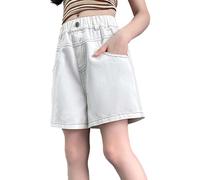 Pantalones Cortos Vaqueros para niñas Verano con Bordado de Estilo Casual con Bolsillos Cintura elástica y Comodidad óptima Estilo Que Nace de la Comodidad