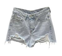 Pantalones Cortos Vaqueros Rasgados para Mujer, de Tiro Medio, con bajo Deshilachado, Estilo Casual, de Talle Alto, Modernos, Verano, Color Azul Claro, Talla 3X-Large