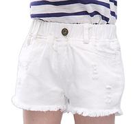Pantalones Cortos Vaqueros Shorts para Niños Pantalones Cortos Mezclilla Chica Denim Shorts Blanco 160