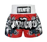 Tuff Sport Muay Thai - Pantalones cortos de boxeo, estilo tradicional, pantalones cortos de entrenamiento MMA Kickboxing, Tuf-ms684-rojo, Medium