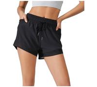 Pantalones Cortos Yoga Verano Bolsillos, Holgado, diseño Dos Piezas simulado, Correr Ejercicio Mujer