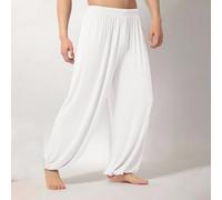 Pantalones de algodón de artes marciales para hombre, pantalones de Kung Fu de verano para uniforme de Tai Chi Shaolin Wing Chun (L blanco)