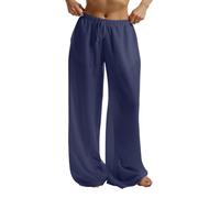 Pantalones de algodón elásticos para mujer, pantalones sueltos de algodón para mujer, pantalones palazzo de color puro, pantalones largos casuales de pierna ancha, cómodos, transpirables, bohemios