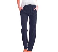 Pantalones de algodón y lino para mujer, pantalones de verano transpirables con bolsillos, cómodos y casuales para climas cálidos, elásticos, de cintura alta, pantalones largos de trabajo Y2K