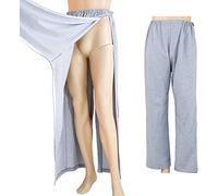 Pantalones De Atención Al Paciente Para Incontinencia, Ancianos Y Postrados En Cama: Ropa De Atención Al Paciente Completamente Abierta Con Cremallera Lateral,Men's,M