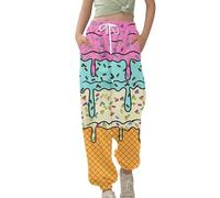 Pantalones de barro para niños y niñas con impresión de hielo, cintura elástica, ropa de juego cómoda e informal para niños pequeños de 2 a 13 años, Rosa., 8-9 años