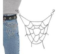Pantalones de cadena estilo punk, llamativo eslabón de metal de telaraña, accesorio de bolsillo elegante | acento de moda gótico de Halloween, joyería de declaración de ropa callejera, colgante de
