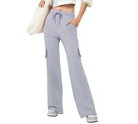 Pantalones de carga cómodos para mujer, Y2K de gran tamaño, multibolsillos con cremallera, vintage, pantalones para mujer y correr, cómodos, elásticos, ropa de algodón, Streetwear camping, gris, XXXXL