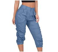 Pantalones de carga genéricos para mujer verano - Pantalones de carga para mujer verano - Corsario con varios bolsillos para pantalones de corte ajustado, leggings transpirables para exterior