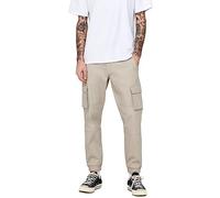 Pantalones de Carga para Hombre ONLY&SONS Corte Ajustado Puños Elásticos Bolsillos Cargo, Color:Beige-2, Talla de pantalón:32W / 32L, Largo de la Pierna:L32