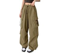 Pantalones de carga para mujer de cintura alta de gran cintura elástica Pantalones ligeros transpirables holgados Y2K Pantalones de senderismo Jogging deporte al aire libre Trekking Trabajo con