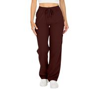 Pantalones de carga para mujer multibolsillos Y2K de gran tamaño Pant multibolsillos con cremallera casual pantalones mujer playa cómoda cintura elástica ropa verano Streetwear baratos, Vino, M