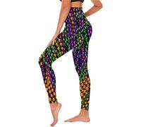 Pantalones de carnaval con lentejuelas informales, divertidos leggings para mujer, estampado de carnaval, cintura alta, leggings deportivos casuales, Negro , M