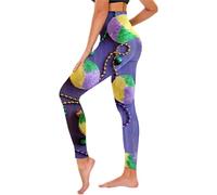 Pantalones de carnaval con lentejuelas informales, divertidos leggings para mujer, estampado de carnaval, cintura alta, leggings deportivos casuales, azul, XL