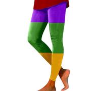 Pantalones de carnaval con lentejuelas para mujer, mallas de impresión, control, yoga, leggings deportivos para mujer, leggings con cintura alta, morado, L