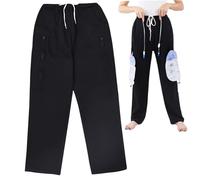Pantalones de catéter para hombres, espesas pantalones de bolsas de orina cálidos con 2 bolsillos laterales con cremallera, conteniendo 2x2000 ml de bolsa de catéter para suministros de catéter de ci