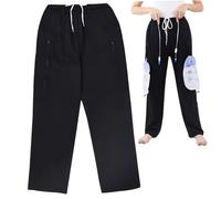 Pantalones de catéter para hombres y mujeres, soporte cálido para bolsa de pierna con catéter con bolsillos con cremallera, con capacidad para bolsas de 2000 ml para nefrostomía, cistostomía XXL, dec