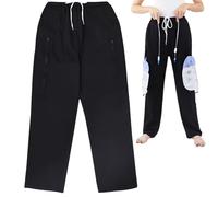 Pantalones de catéter para hombres y mujeres, soporte cálido para bolsa de pierna con catéter con bolsillos con cremallera, con capacidad para bolsas de 2000 ml para nefrostomía, cistostomía XL, deco