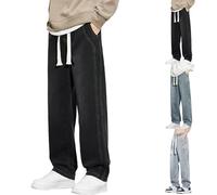 Pantalones de chándal anchos de algodón para hombre, pantalones vaqueros holgados para hombre, tallas grandes, elásticos, transpirables, pantalones de tela vintage con bolsillos, pantalones de trabajo