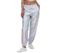 Pantalones de chándal brillantes para mujer, efecto mojado, cargo, holograma, hip hop, pantalones de chándal de cintura alta, pantalones de baile, fiestas, discotecas, discotecas, fiestas, clubs, O