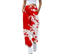 Pantalones de chándal casuales con estampado arterial de Halloween de cintura alta para un placer femenino en cualquier ocasión, Gris claro., S