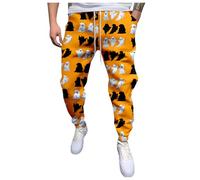 Pantalones de chándal de Halloween para hombre, con goma elástica, pantalones de entrenamiento de cintura alta, pantalones de ocio, divertidos, estampados, pantalones de softshell, pierna Cinch Bottom