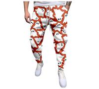 Pantalones de chándal de Halloween para hombre, con goma elástica, pantalones de entrenamiento de cintura alta, pantalones de ocio, divertidos, estampados, pantalones de softshell, pierna Cinch Bottom