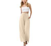 Pantalones de Chándal de Niñas Pantalón Deportivos para Niños Pierna Ancha Pantalones Jogging Cintura Alta Pants Ancho de Sport Holgados Leggings Fitness Correr Mallas (Beige, 12-13 años)