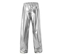 Pantalones de chándal grandes y grandes para hombre formal Slanted recto tubo sólido color cómodo y transpirable al aire libre diario al aire libre moda pantalones moneda abuela, plata, S