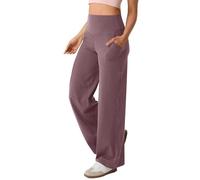 Pantalones de chándal holgados para mujer, cintura alta, pantalones de yoga para mujer, elásticos, pierna ancha, pantalones de ocio, largos, monocolor, cómodos, de tela, ligeros, relajantes