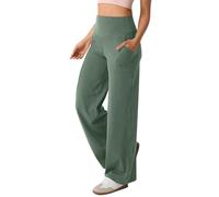 Pantalones de chándal holgados para mujer, cintura alta, pantalones de yoga para mujer, elásticos, pierna ancha, pantalones de ocio, largos, monocolor, cómodos, de tela, ligeros, relajantes
