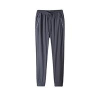 Pantalones de chándal largos para hombre, talla grande, pantalones de chándal de seda de hielo, transpirables, con cordón y bolsillos, pantalones finos para el tiempo libre, elásticos, tallas M-7XL