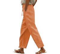 Pantalones de chándal largos para mujer, pantalones de lino, pantalones deportivos elegantes 7/8, ligeros, holgados, anchos, de lino, ajustados, de pierna recta, pantalones cargo monocromáticos