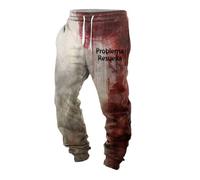 Pantalones de chándal ligeros de Halloween para hombre, holgados, cómodos, para correr, horror, salpicaduras de sangre, pantalones de fitness, largos, problemas, resueltos y sangrientos, estampado