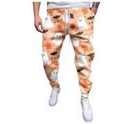Pantalones de chándal para hombre, algodón, pantalones de Halloween, con goma elástica, pantalones de entrenamiento con bolsillos, pantalones de ocio, estampados de fantasmas, pantalones de sudaderas