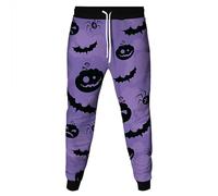 Pantalones de chándal para hombre, algodón, pantalones de Halloween con goma elástica, pantalones de entrenamiento con cordón y estampado de murciélago, pantalones de ocio, pantalones deportivos de