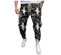 Pantalones de chándal para hombre, algodón, pantalones de Halloween, con goma elástica, pantalones de entrenamiento con bolsillos, pantalones de ocio, estampados de fantasmas, pantalones de sudaderas