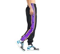 Pantalones de chándal para hombre, con botones laterales abiertos, pantalones deportivos con solapa lateral de botón, pantalones deportivos para correr, pantalones casuales de baloncesto de ajuste