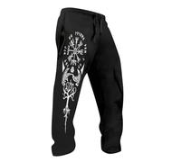 Pantalones de chándal para hombre con motivos vikingos - Pantalones deportivos con Vegvisir, lobos y raíces Yggdrasil | Pantalones casuales para aficionados a la mitología nórdica, Estilo T01 Negro, M