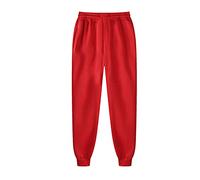 Pantalones de chándal para hombre, con puños, color liso, acanalados, elásticos, ligeros, corte recto, pantalones deportivos para correr al aire libre, con cintura elástica con cordón, rosso, M