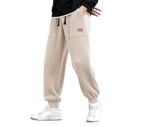 Pantalones de chándal para hombre de pana Ofpgha para hombre, ligeros, de algodón, anchos, monocolor, pantalones de trabajo, además de terciopelo, elásticos, de forro polar, pantalones cargo cálidos