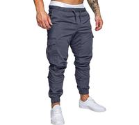 Pantalones de chándal para hombre, holgados, negros, pantalones cargo con goma elástica, elegantes pantalones de ocio con varios bolsillos, pantalones rectos de un solo color, suaves, cómodos